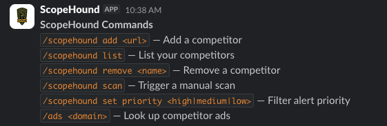 ScopeHound Slack commands