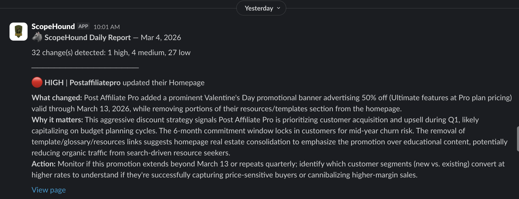 ScopeHound daily intel drop in Slack